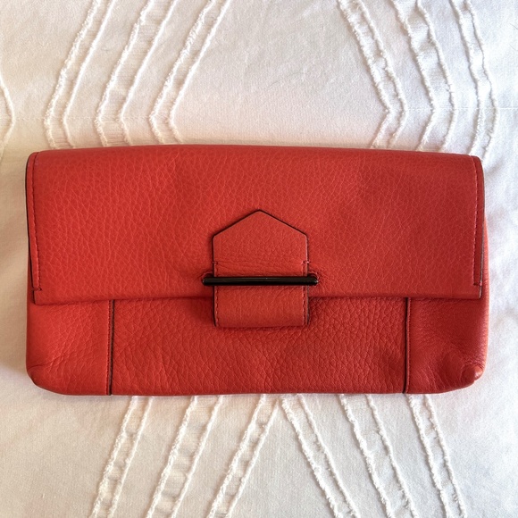 REED KRAKOFF LEATHER CLUTCH, CORAL - Picture 1 of 11